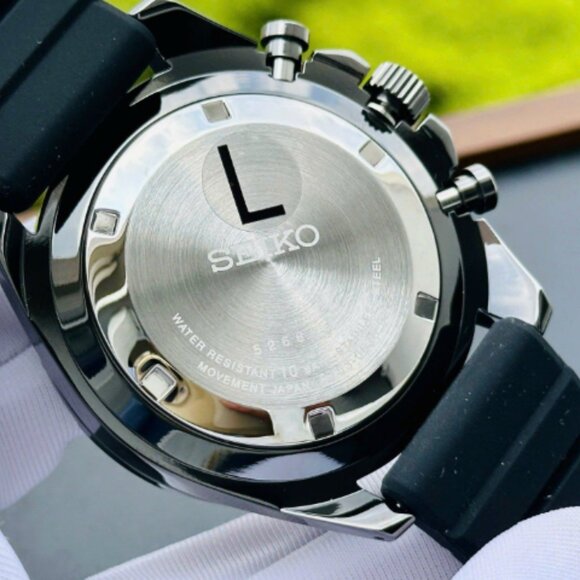 Seiko Mens Black 44mm Watch New - Picture 6 of 7